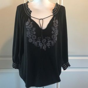 Black blouse with embroidery